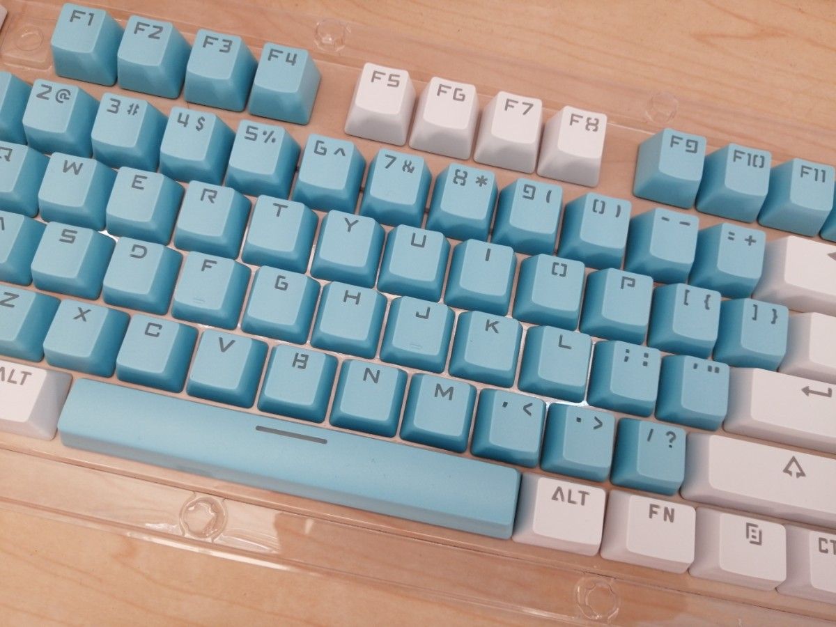 2色 青 ホワイト　キートップ　キーキャップ　自作キーボードキャップ　keycaps