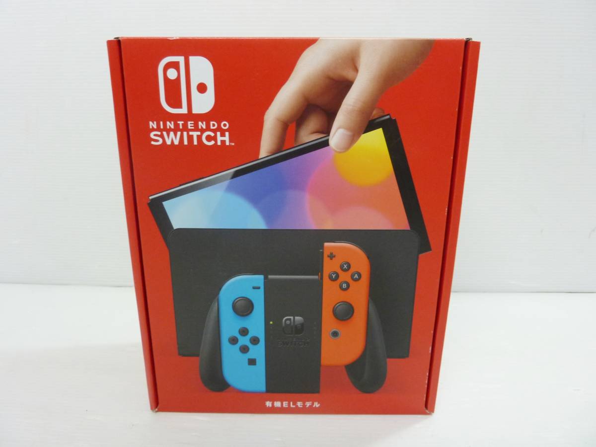 CV5475t 1円セール! 未使用 任天堂 Nintendo Switch ニンテンドースイッチ 新型 有機EL 本体 ネオンブルー×ネオンレッド HEG-S-KABAA_画像1