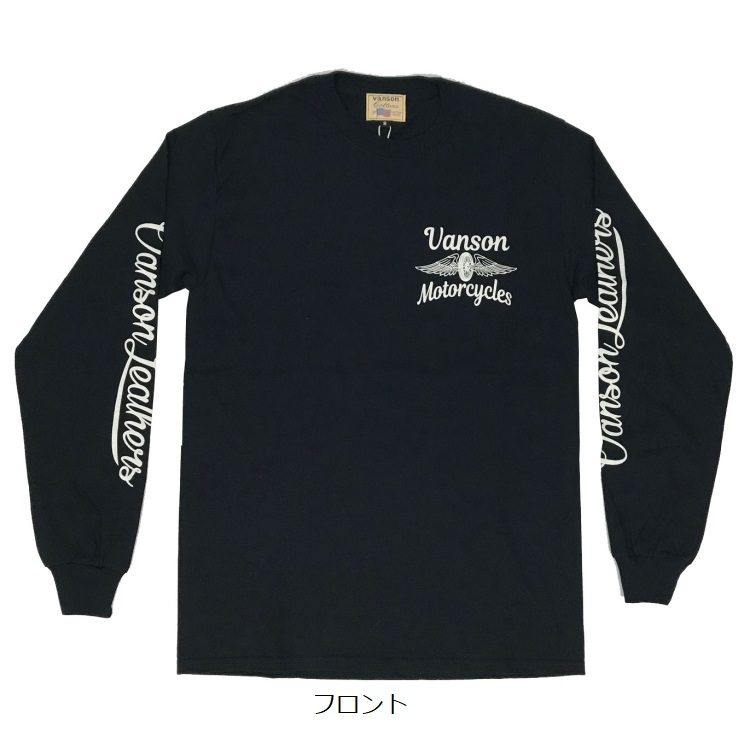 XLサイズ VANSON バンソン WHEEL&WING 長袖Tシャツ 881V171 ブラック_画像2