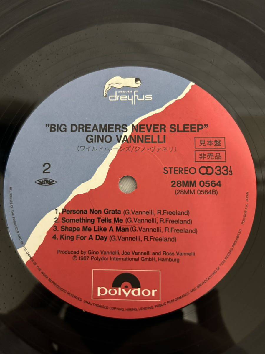 ◎S547◎LP レコード 美盤 Gino Vannelli ジノ・バネリ/Big Dreamers Never Sleep ワイルド・ホ シズ/Mike Miller/見本盤 非売品_画像6