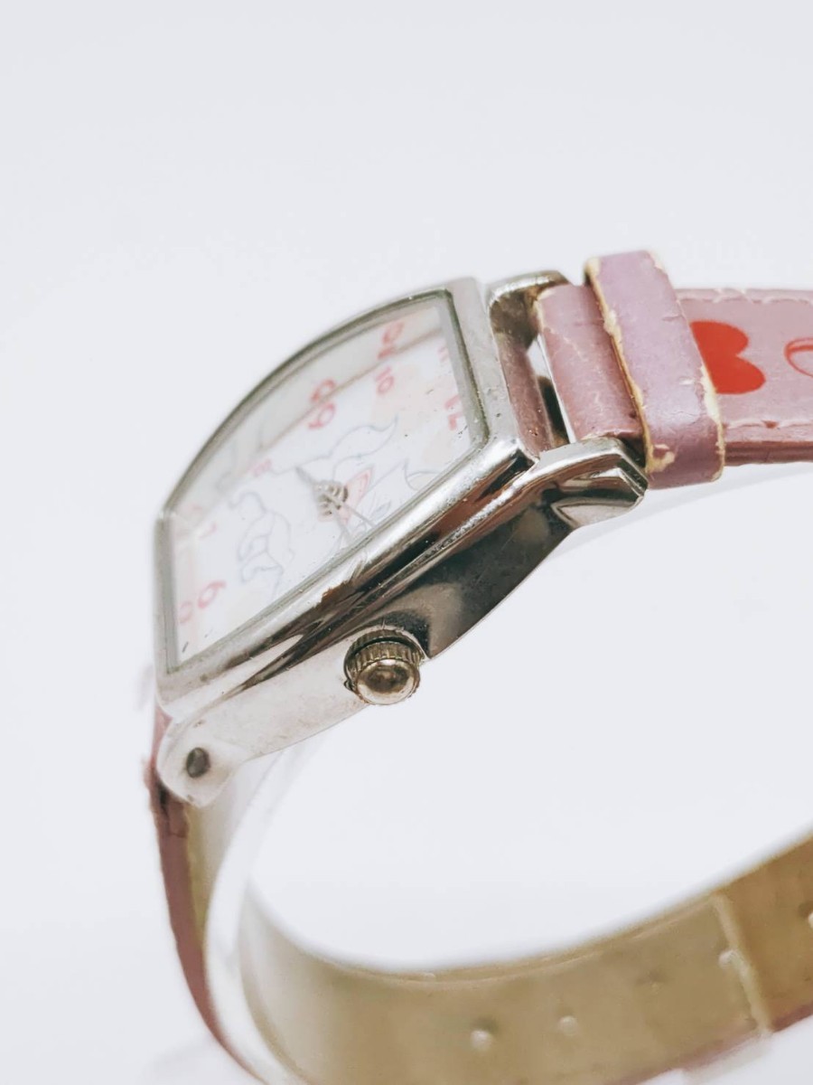 #77 Disney ディズニー おしゃれキャット 腕時計 アナログ 2針 白文字盤 ピンク レディース 時計 とけい トケイ アクセ ヴィンテージ_画像5