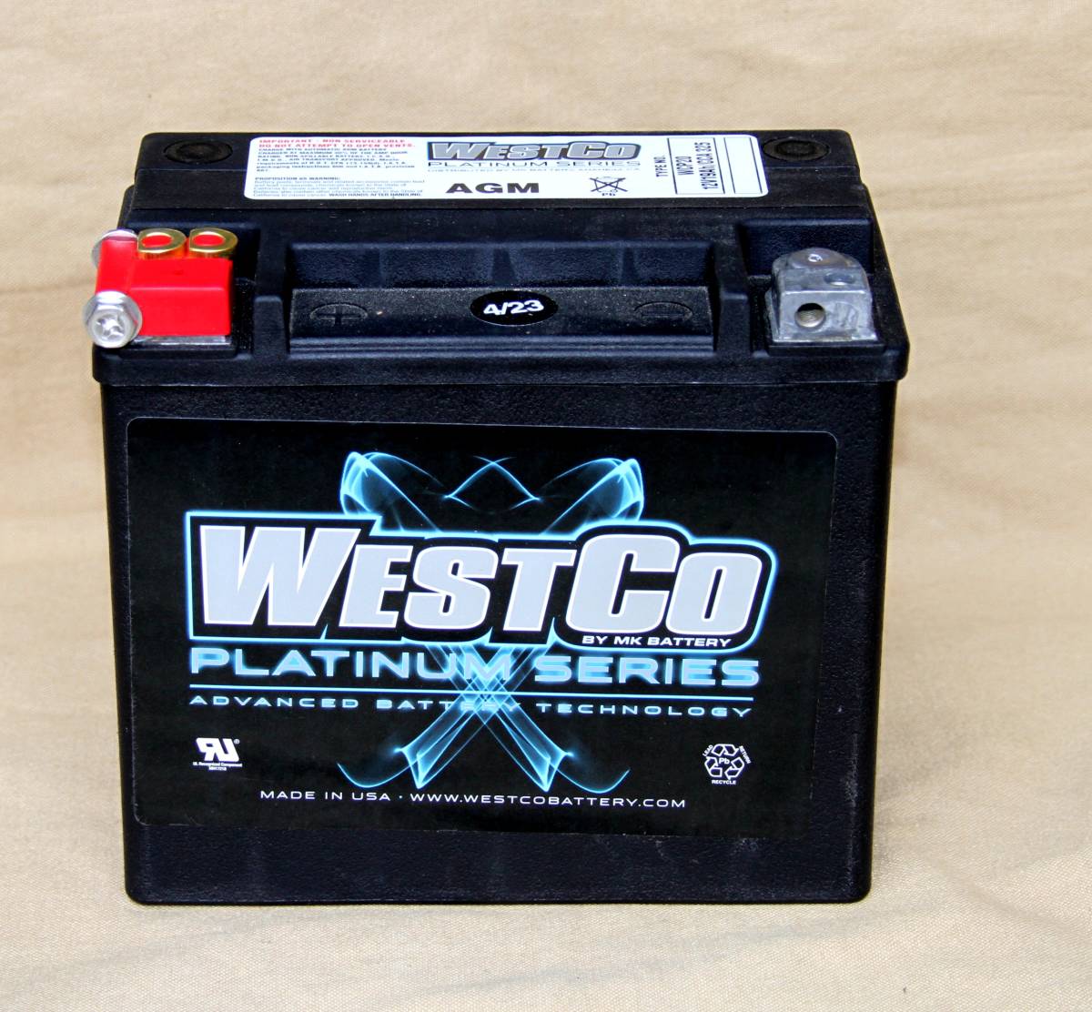 WESTCO ハーレーバッテリー 65991-82B　(OEM WCP20)製造 2023年11月黒ケース_画像7