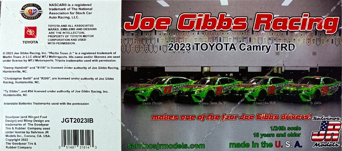 ジョー・ギブス レーシング 2023 トヨタ カムリ TRD 1/24 サルビノスJrモデルの画像2