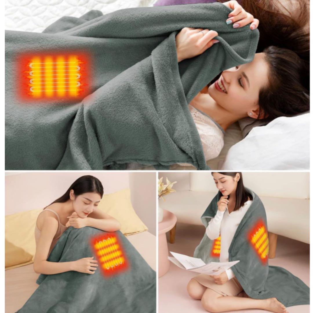 電気毛布　電気膝掛け　温度調節　USB給電　フランネル素材　遠赤外線　防寒