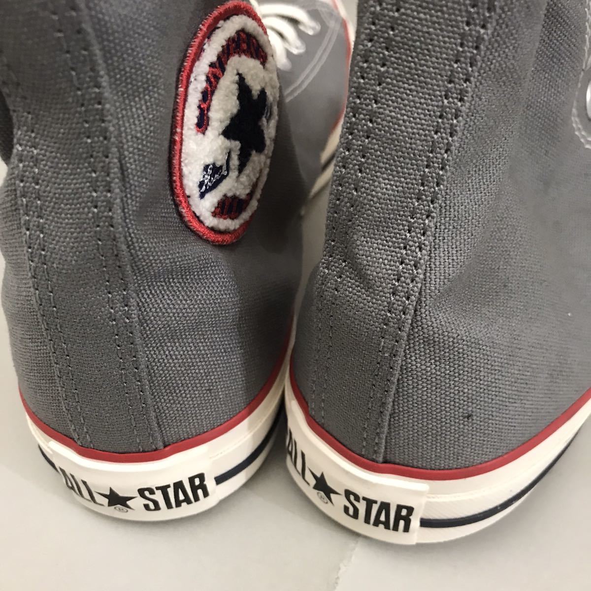 【新品未使用】コンバース CONVERSE オールスター ALL STAR スニーカー ハイカット スタジャンワッペン キャンバス地 グレー 28.0cm @◆_画像5