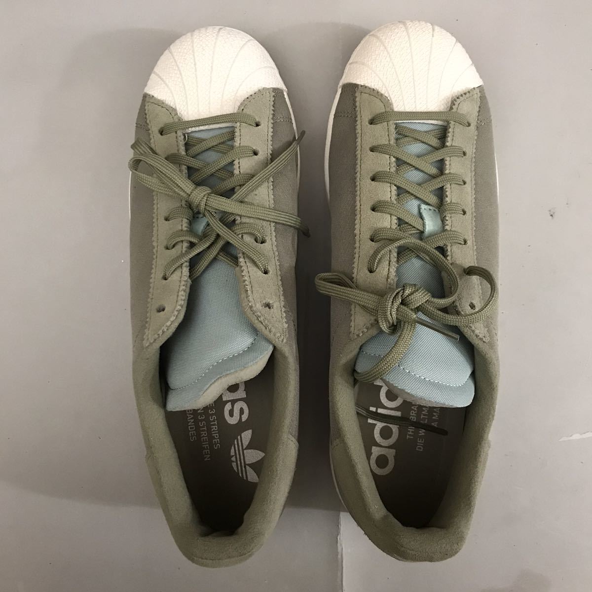 【新品未使用】【希少・レア】アディダス adidas スーパースター OBIT GREEN トレフォイル キャンバス地 スニーカー グリーン 27.5cm @◆_画像2