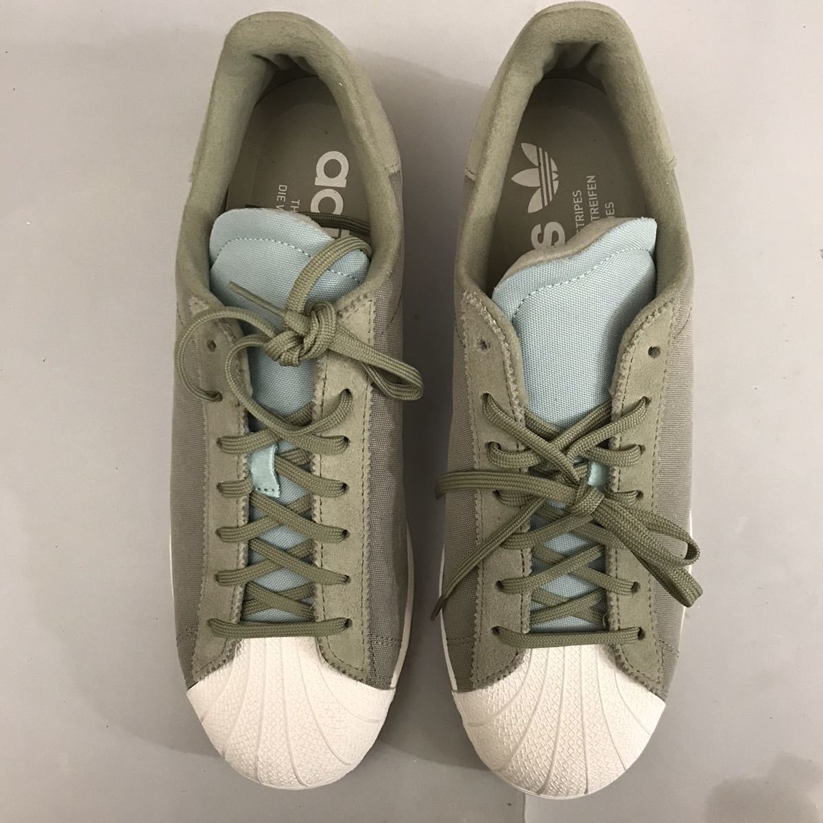 【新品未使用】【希少・レア】アディダス adidas スーパースター OBIT GREEN トレフォイル キャンバス地 スニーカー グリーン 27.5cm @◆