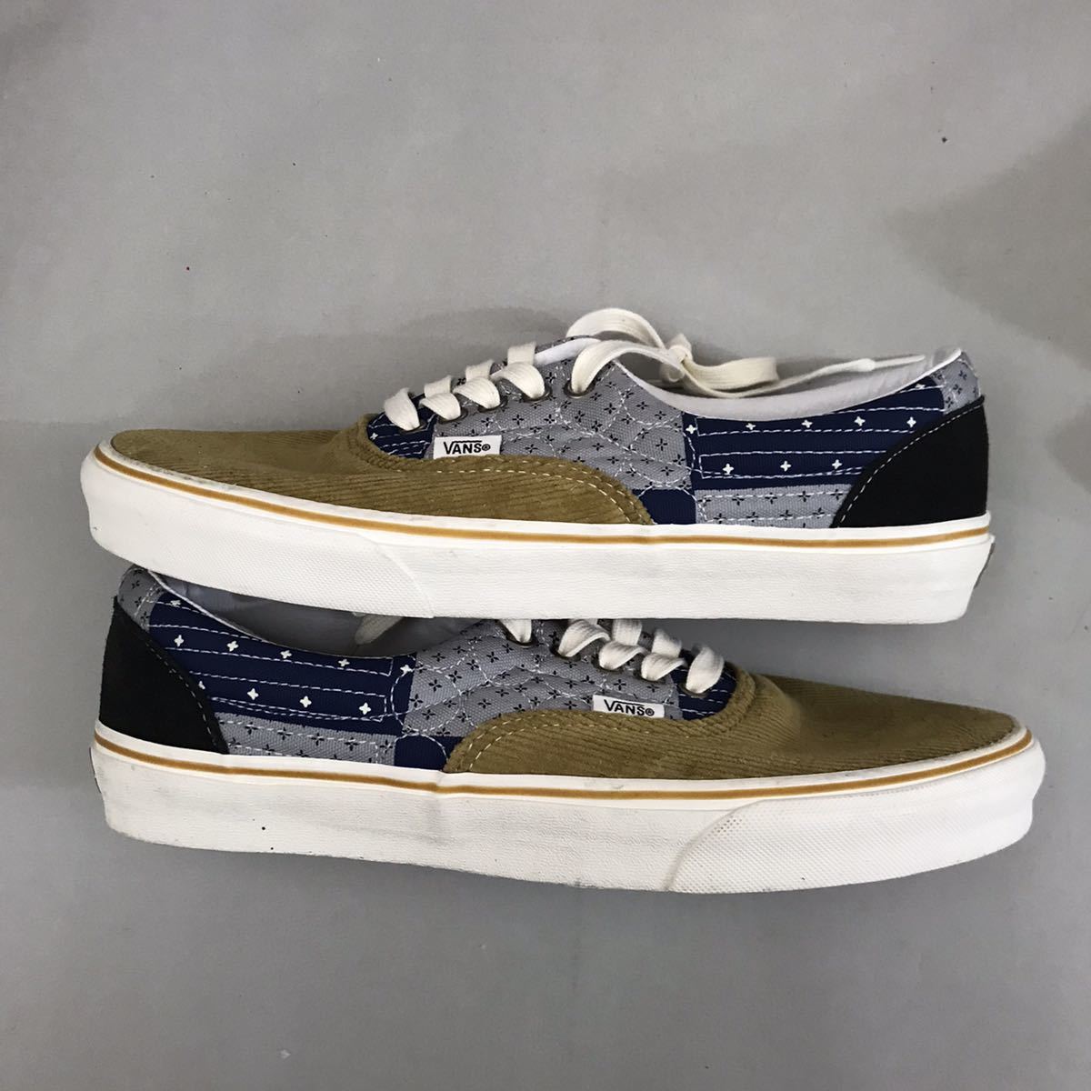 【新品未使用】バンズ VANS クラシック エラ キルティング コーデュロイ キャンバス バンダナ マルチカラー ブラウン ブルー 28.5cm @◆