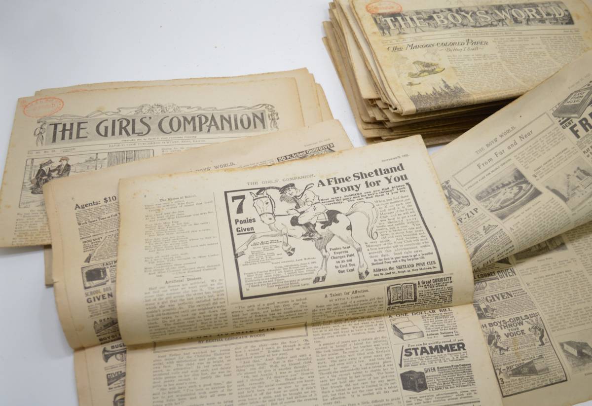 m081 難あり 大正期新聞 50部 the boys world the girls companion1921年 1922年 英字新聞 野球 競馬 英語 英文 英字 当時物 古い印刷物_画像10