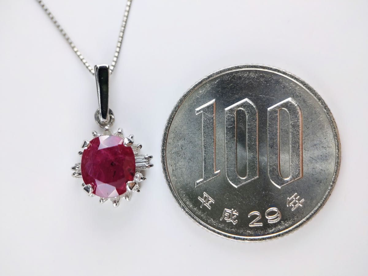 定番のお歳暮&冬ギフトの商品をすべ PT900/850 ルビー ~45cm ネックレス ペンダント ダイヤモンド ルビー
