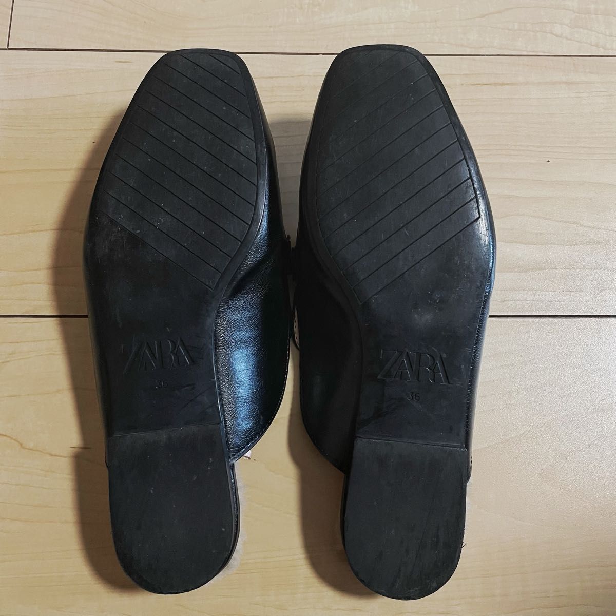 ZARA ザラ ファーレザー ローファー ミュールローファーサンダル ZARA ザラ ファーレザー ローファー ミュールローファーサンダル