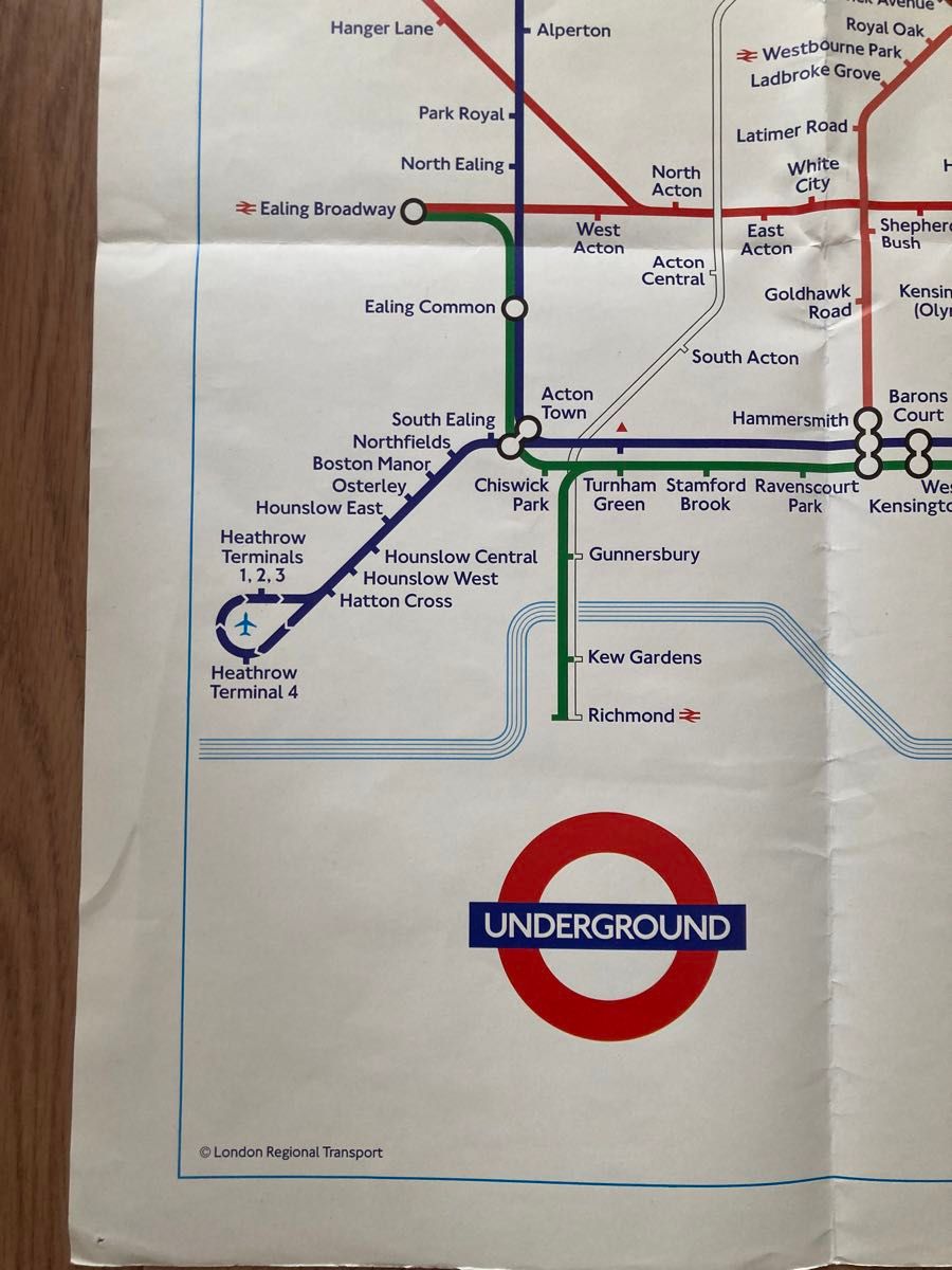 ロンドン地下鉄　路線図　1995年購入  印刷物 レトロ