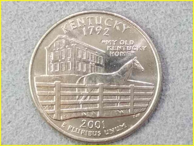 【アメリカ 50州25セント硬貨《ケンタッキー州》/2001年】クォーターダラーコイン/桃/50州25セント硬貨プログラム/The 50 State Quarters P_画像1