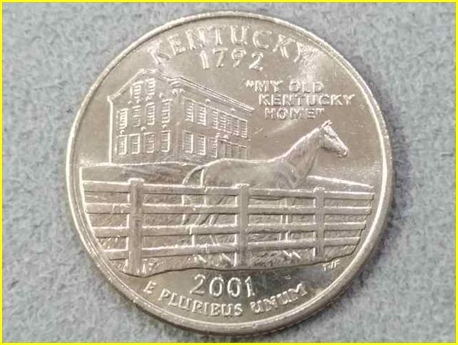 【アメリカ 50州25セント硬貨《ケンタッキー州》/2001年】クォーターダラーコイン/桃/50州25セント硬貨プログラム/The 50 State Quarters P_画像2