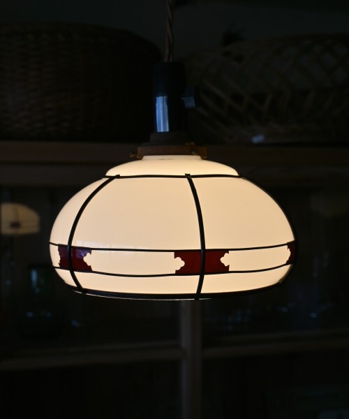古いセル装飾の電笠 アンティークアトリエ照明ライト店舗什器の画像1
