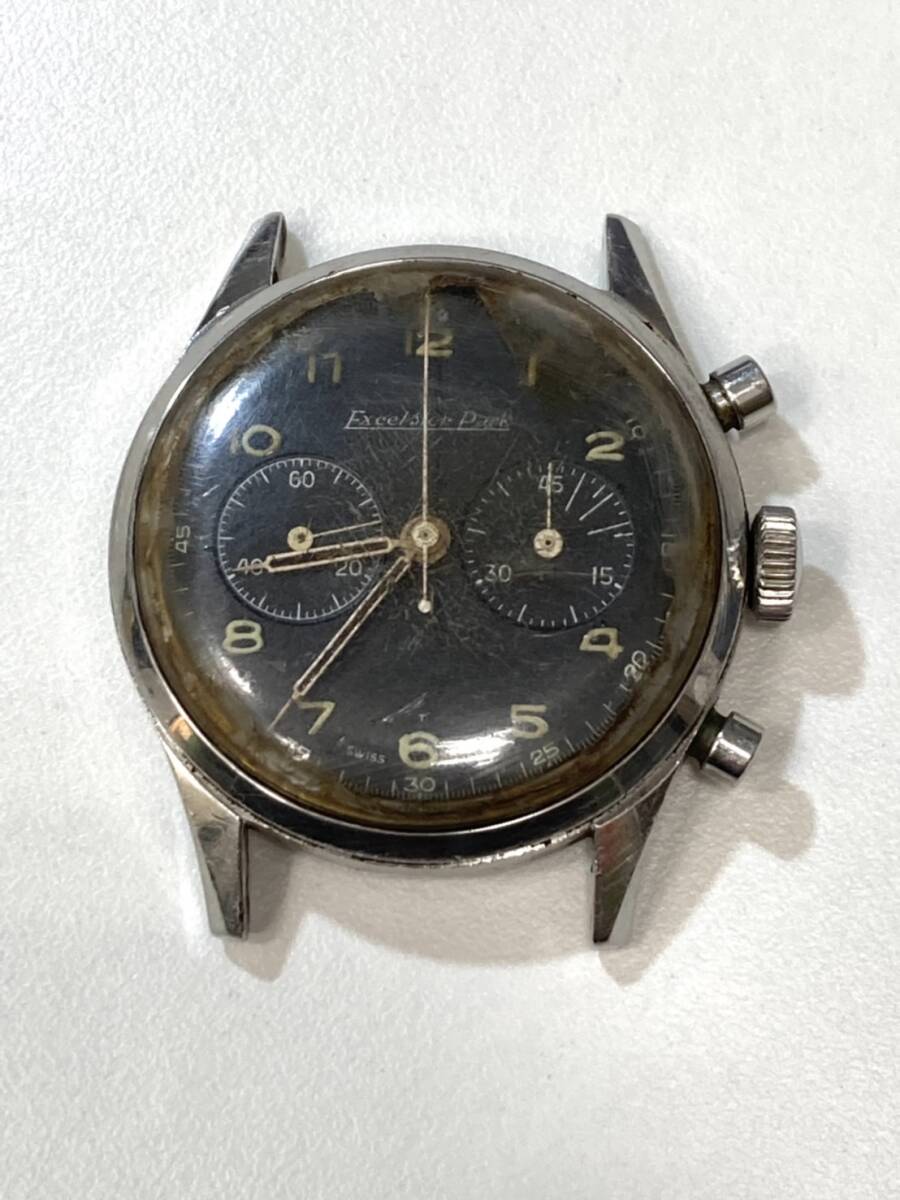 【10622】超希少！1950年代 航空自衛隊支給 エクセルシオパーク クロノグラフ ダイアル 手巻時計 軍用時計 稼働確認