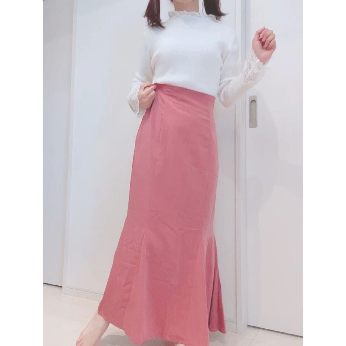 【新品】テチチテラス　ハイウエストマーメイドスカート　ピンク　S（大きめ）　定価6,490円
