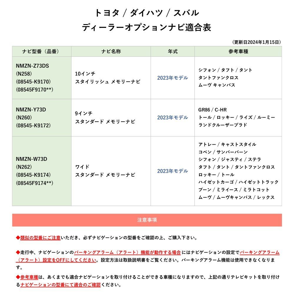 NMZN-Z73DS N258 10インチ タントファンクロス トヨタダイハツ テレビキット キャンセラー 走行中 テレビ視聴 ナビ 操作 ディーラー 接続の画像5