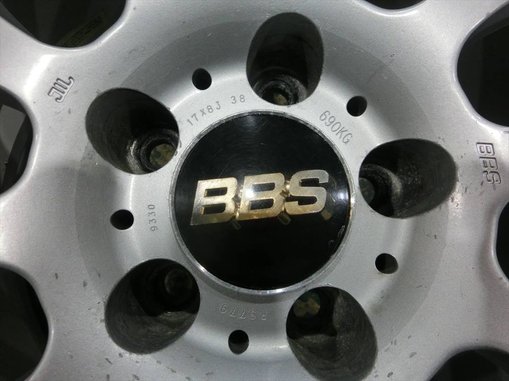 T【L3-24】【2箱】★BBS 17インチ ホイール 4本セット/17×8J+38 PCD114.3 5穴 ハブ径74/※傷・汚れ有_画像2