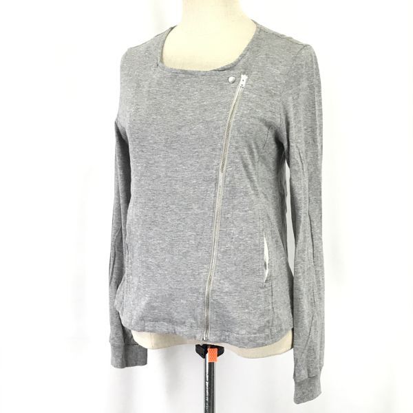 日本製★シップス/SHIPS★斜めジップ/ノーカラージャケット/薄手ブルゾン【38/レディースM/グレー/gray】Jaket/Shirts◆BH528_画像2