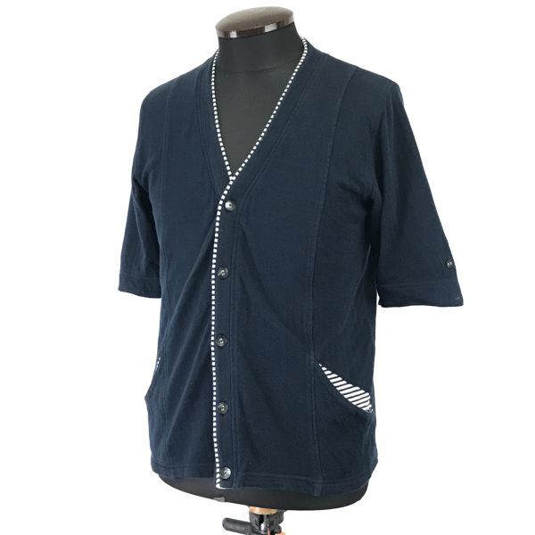 ミッシェルクラン/MICHEL KLEIN★半袖カーディガン【46/メンズM/紺/navy】Tops/Shirts/Cardigan◆BH558_画像2