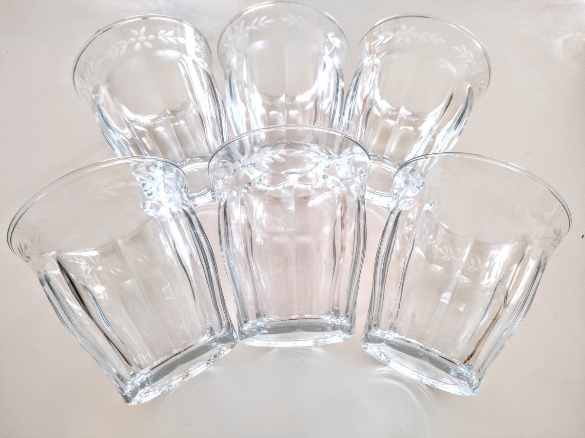 ガラス コップ グラス 柄入り 可愛い ナチュラル オシャレ 6点セット 未使用の画像9