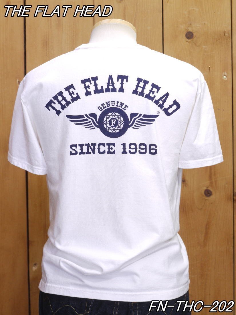 新品 フラットヘッド FH FLYING WHEEL 丸胴半袖 Tシャツ 40 ホワイト FN-THC-202 theflathead