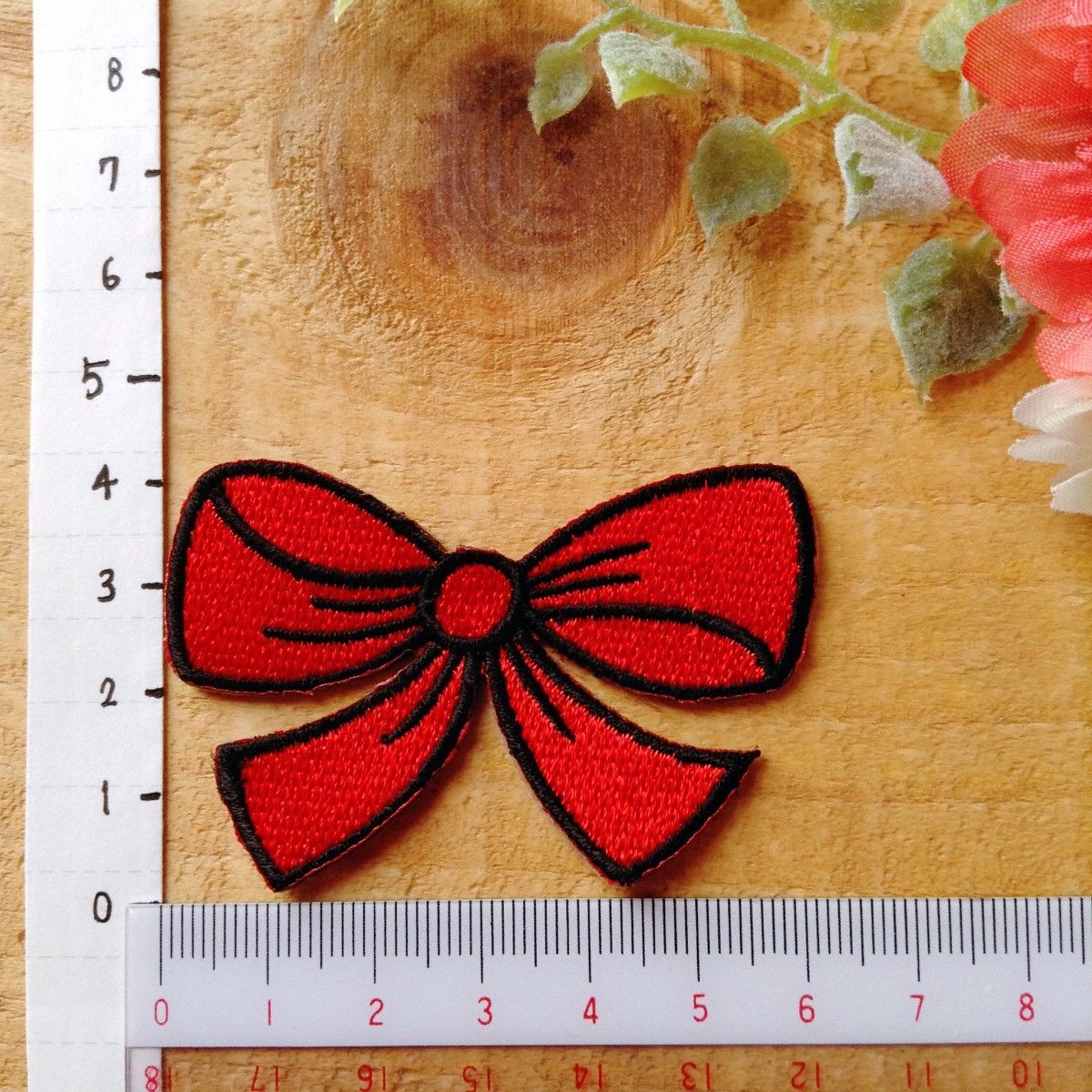 刺繍 アイロン ワッペン 6枚セット リボン りぼん 赤 黄 ピンク Ribbon 可愛い かわいい 女の子