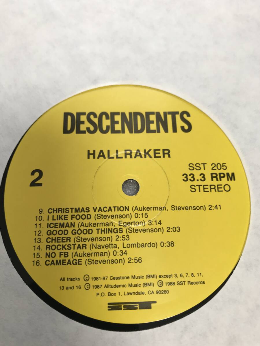DESCENDENTS / HALLRAKER ('88 Orig LP) ALL BLACK FLAG DAG NASTY BAD RELIGION NOFX_画像4