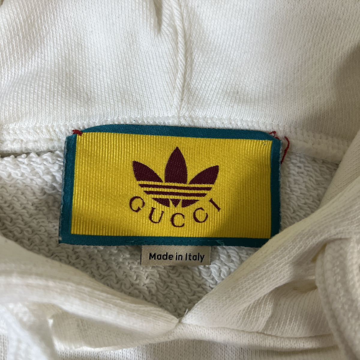 【美品】グッチ GUCCI × アディダス adidas コラボ ロゴ スウェット プルオーバー パーカー フーディ size XS_画像3