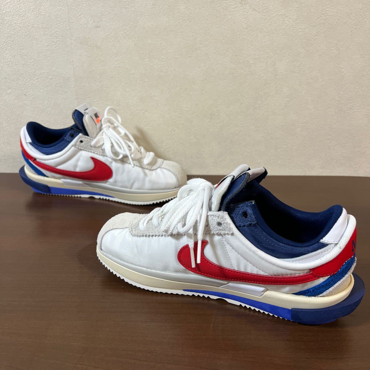 【ほぼ未使用】NIKE×sacai/ナイキ×サカイ Zoom Cortez White and University Red ズーム コルテッツ DQ0581-100 25.5㎝_画像4