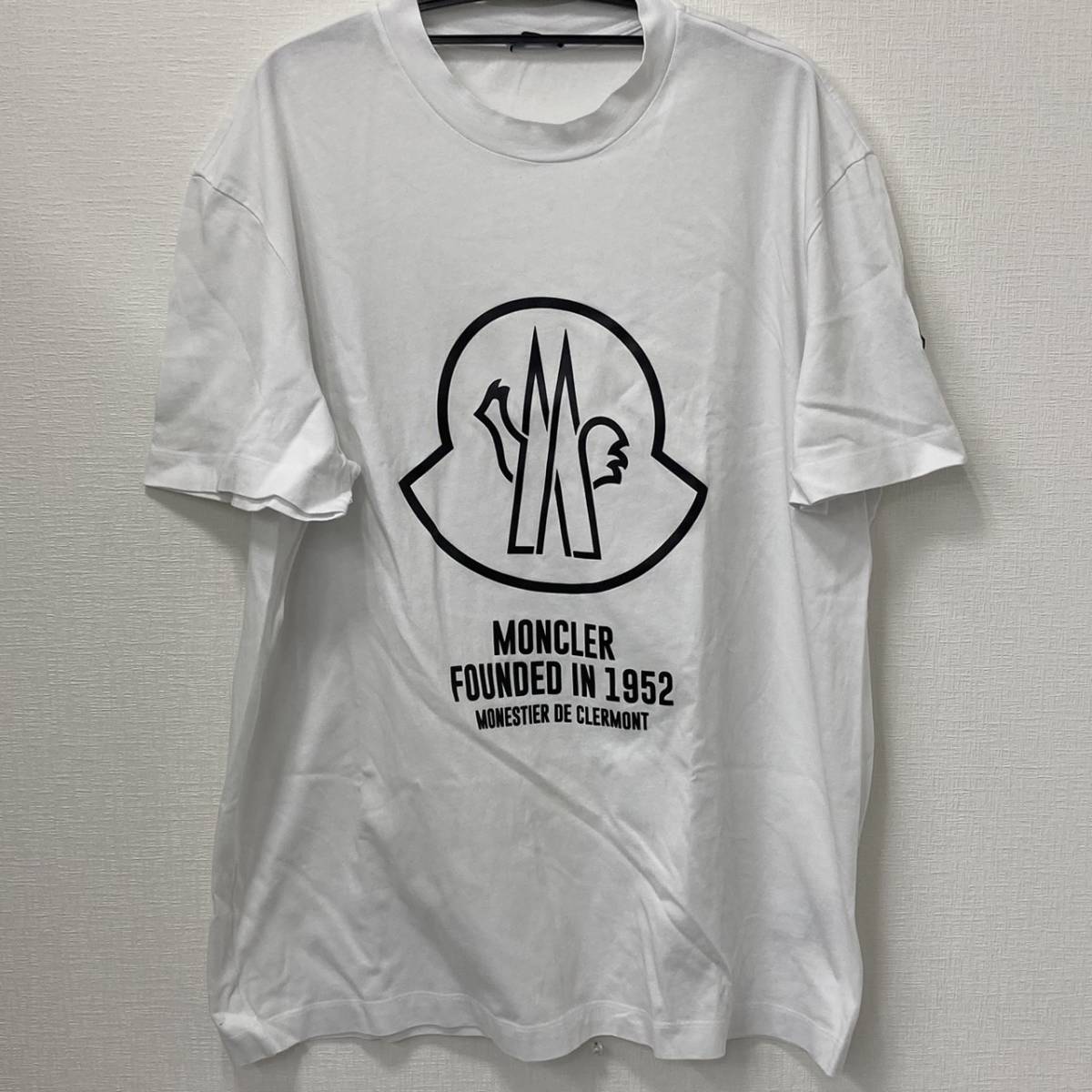 １円　スタート　MONCLER モンクレール SS TSHIRT ロゴ Tシャツ　H10918C00029 8390T　ラバーロゴ　白　サイズ XXL_画像1