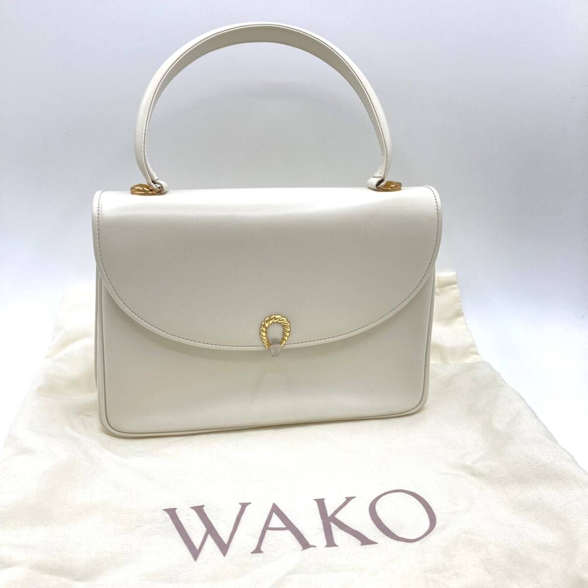 WAKO 銀座和光　レザーワンハンドバッグ　ホワイト_画像2