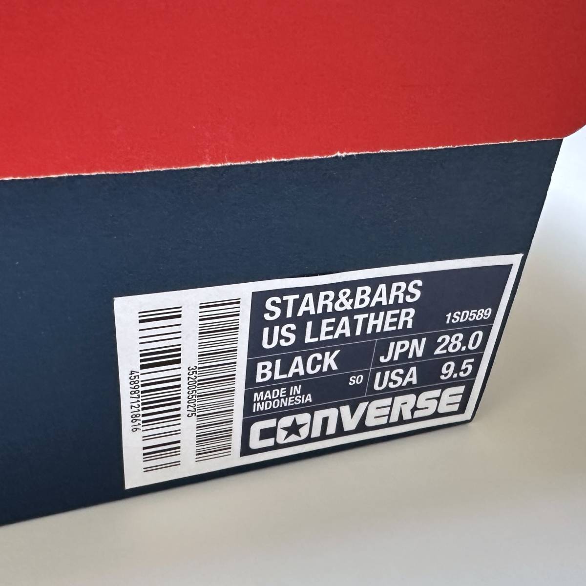 CONVERSE STAR&BARS US LEATHER BLACK U.S. ORIGINATOR 茶芯 ビンテージ US9.5 28cm スター&バーズ 1SD589 レザー ブラック 黒 スニーカー_画像8