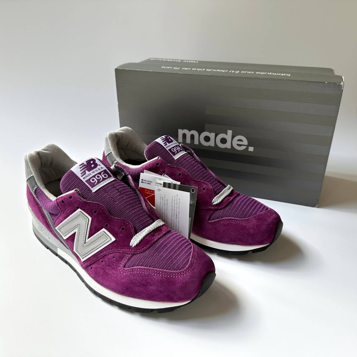 国内正規品 New Balance M996CRB PURPLE US8 26cm 新品 スウェード アメリカ米国製 NB 紫 パープル×グレー スニーカー Made In The USA