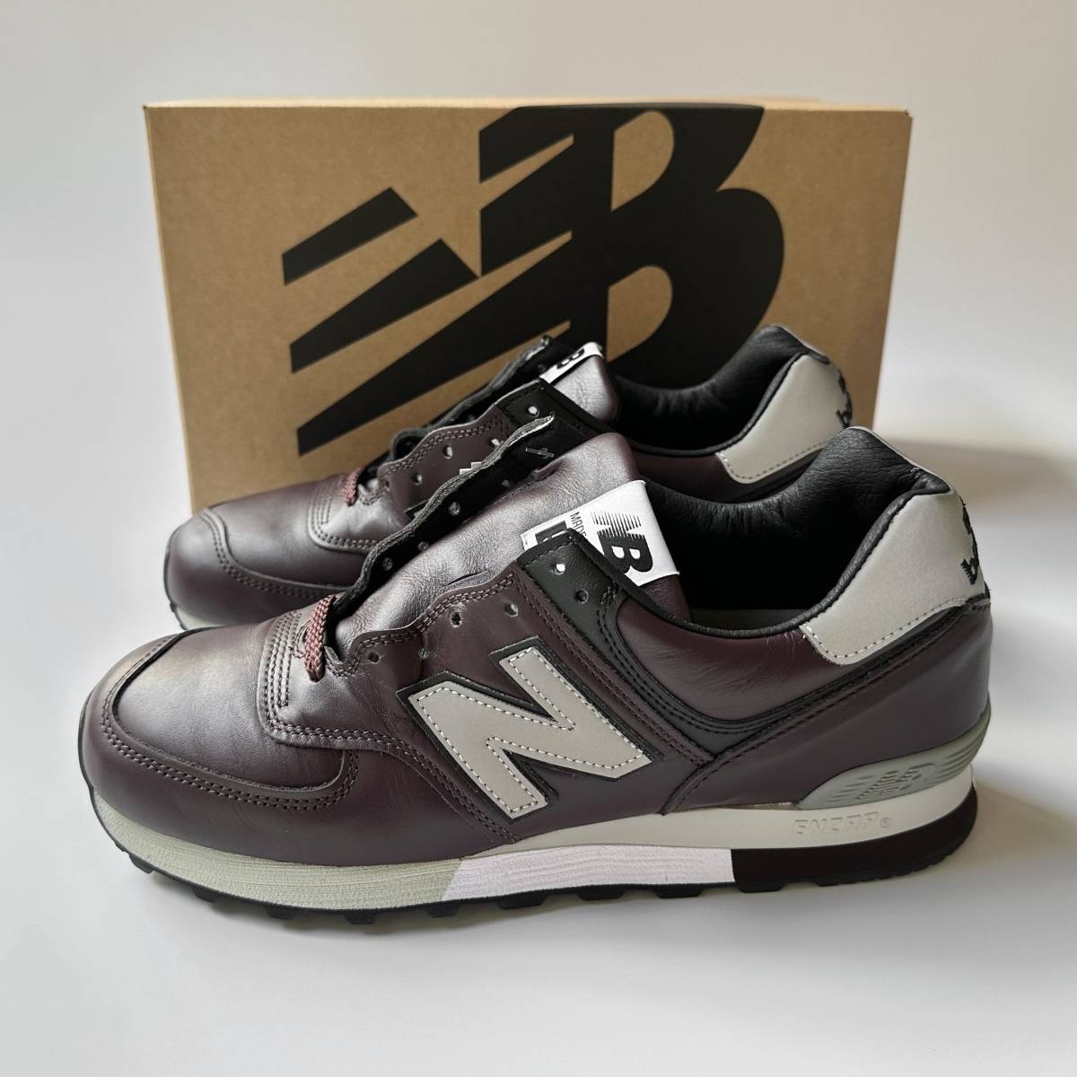 国内正規品 UK製 オールレザー New Balance OU576BKS US8 26cm ボルドー×グレー×ブラック M576LC CD USA製コードバン復刻 スニーカー_画像1