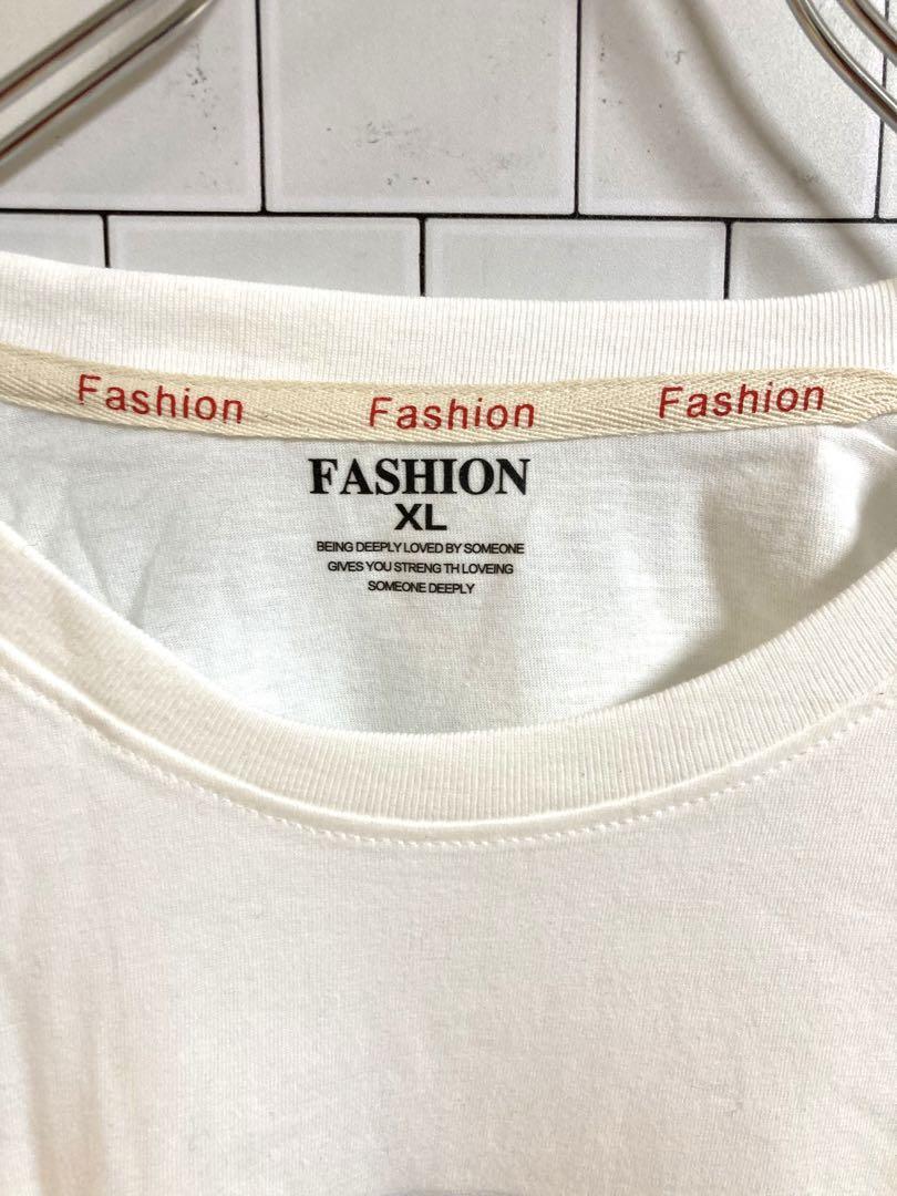 21284 fashion【XL】メンズ　カットソー　ホワイトシャツ　ビックロゴ_画像4