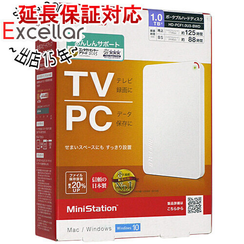 【新品(開封のみ・箱きず・やぶれ)】 BUFFALO バッファロー製PortableHD HD-PCF1.0U3-BWD 1TB [管理:1000027410]_画像1