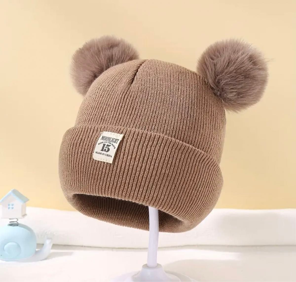 【新品未使用】ベビー ニット帽 0〜3歳 帽子 ブラウン出産祝い