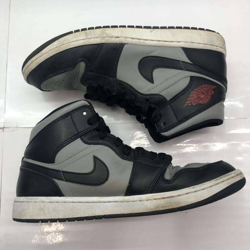 【中古】NIKE JORDAN　1 MID BLACK/GYM RED-PARTICLE GREY-WHITE　27.5cm　554724-096[240091334537]_画像6