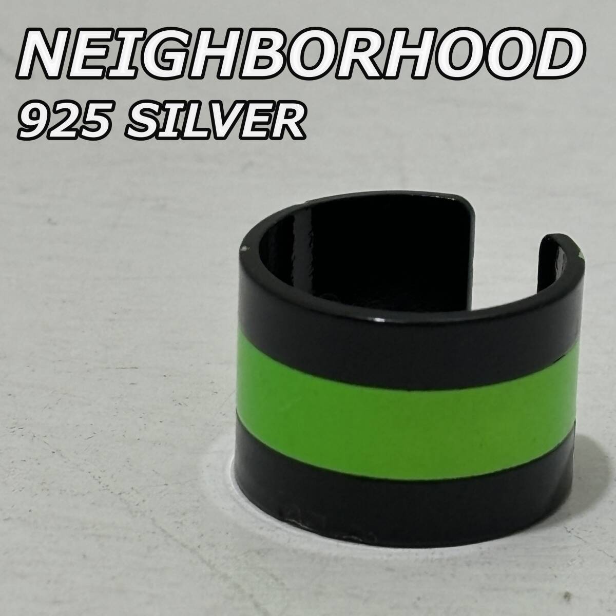 【NEIGHBORHOOD】ネイバーフッド 925 SILVER シルバー ペイントデザイン ボーダー リング 黒 緑 ブラック グリーン
