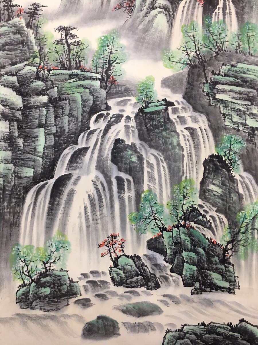 ◆古寳堂◆中国書画『近現代画家呉湖帆・山水画・四尺中堂画・宣紙』肉筆紙本・掛け軸・書画立軸・中国美術・コレクター必見_画像4