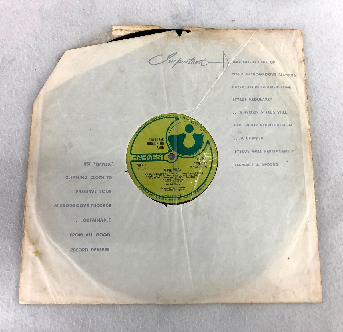 ★中古品★LPレコード SHVL757 『WASA WASA』 THE EDGAR BROUGHTON BAND HAREST_画像2