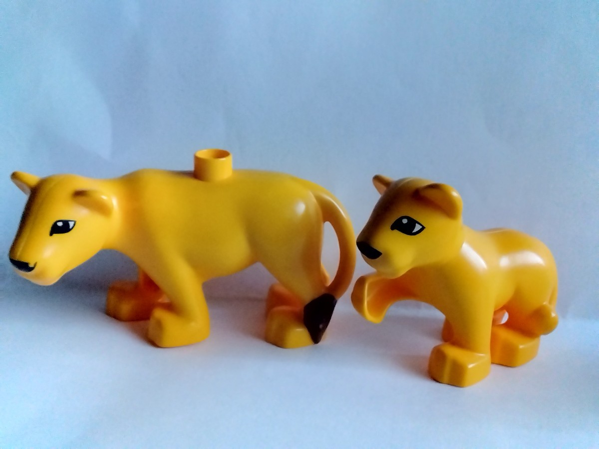 レゴデュプロ 　動物　4頭セット　ライオンの親子、シマウマ、カバ　　特殊ブロック_画像2