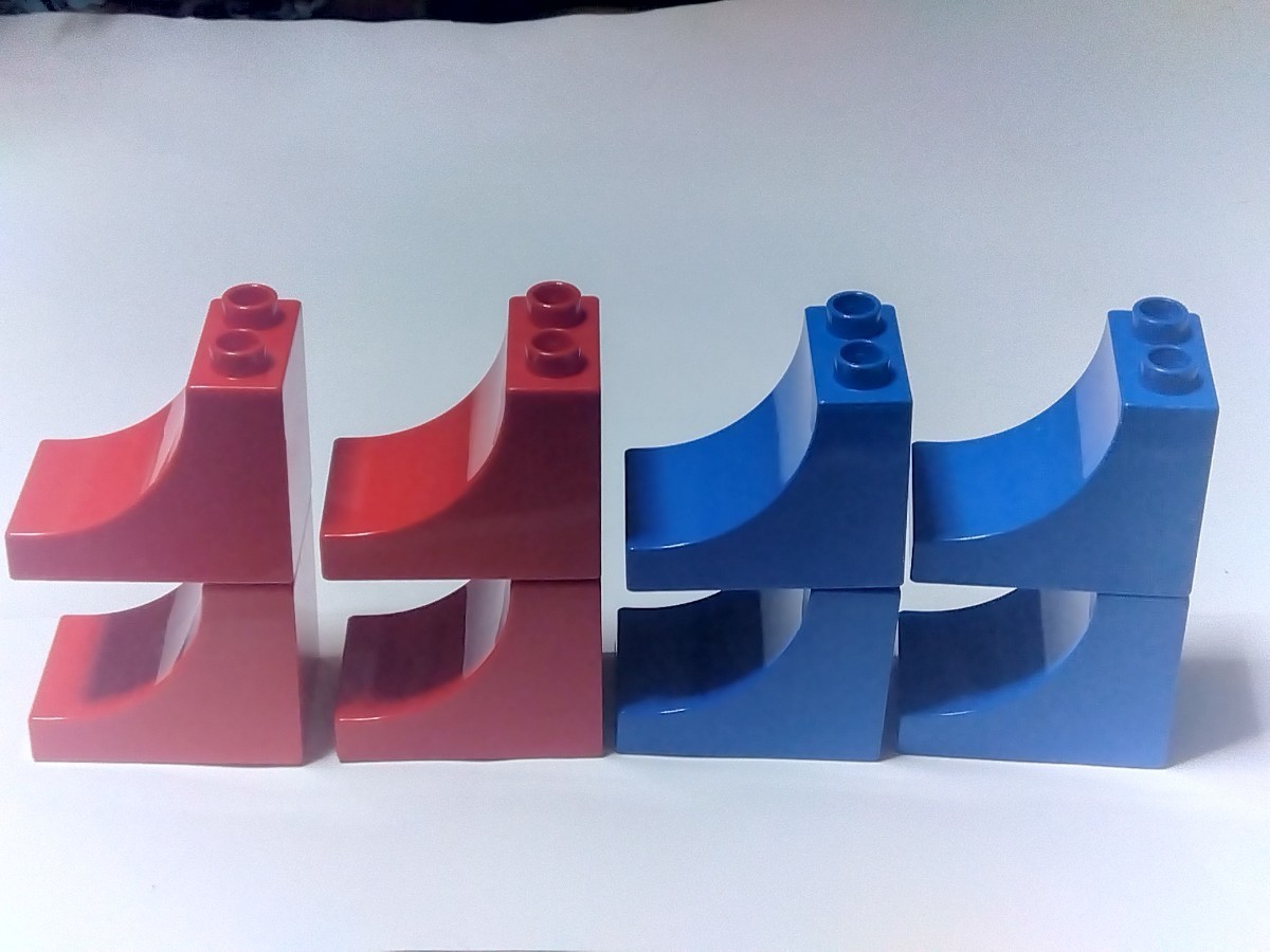 レゴデュプロ 2×3×2　カーブブロック 8個セット　赤、青　各4個　パーツ 特殊ブロック _画像2