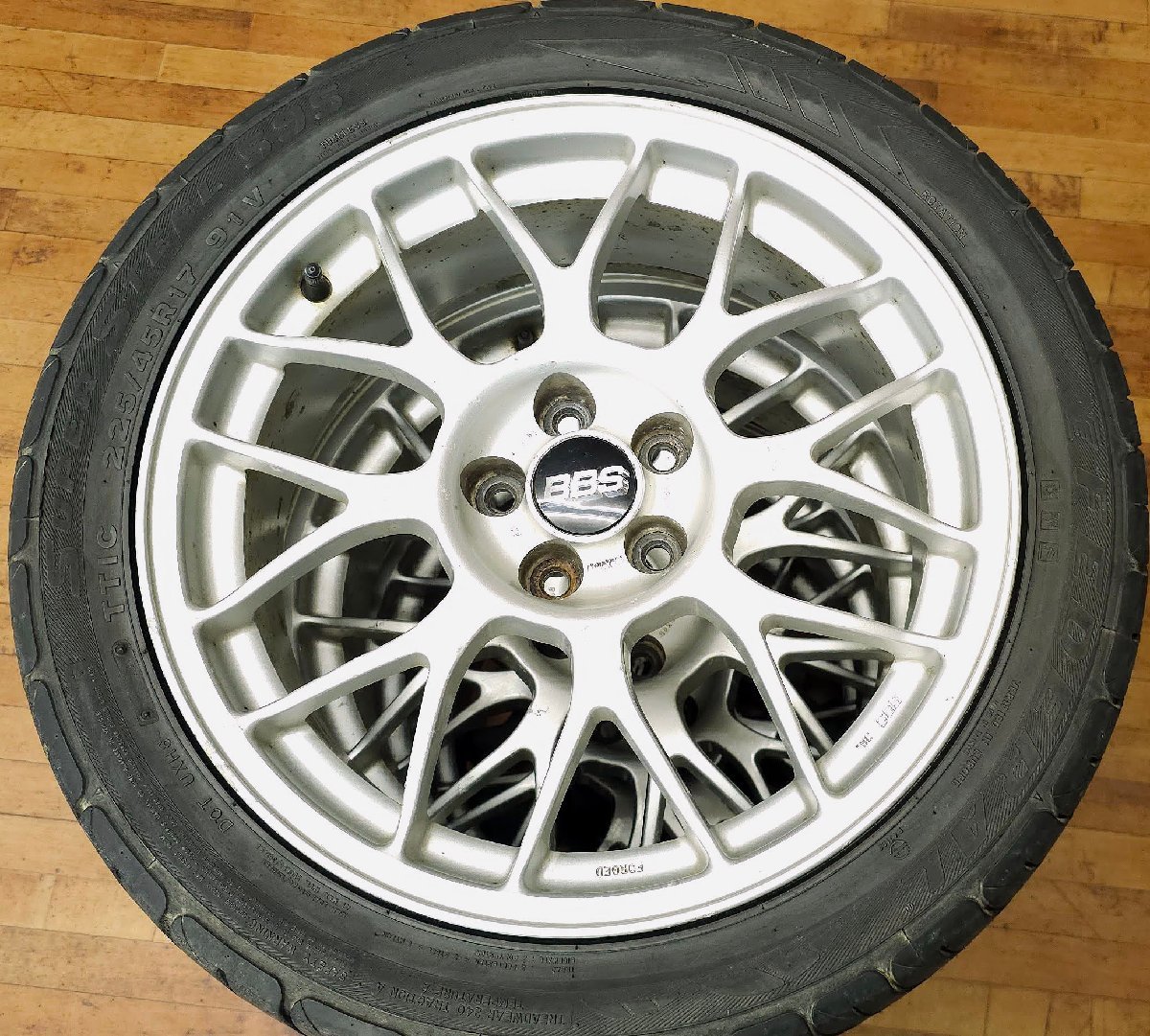 SUBARU/スバル STi/BBS製 RG345 17×7J +48 5穴 PCD100 ハブ径約56mm FEDERAL SUPERSTEEL595 225/45R17 2008年製 残溝平均約5mm 4本セット_画像1