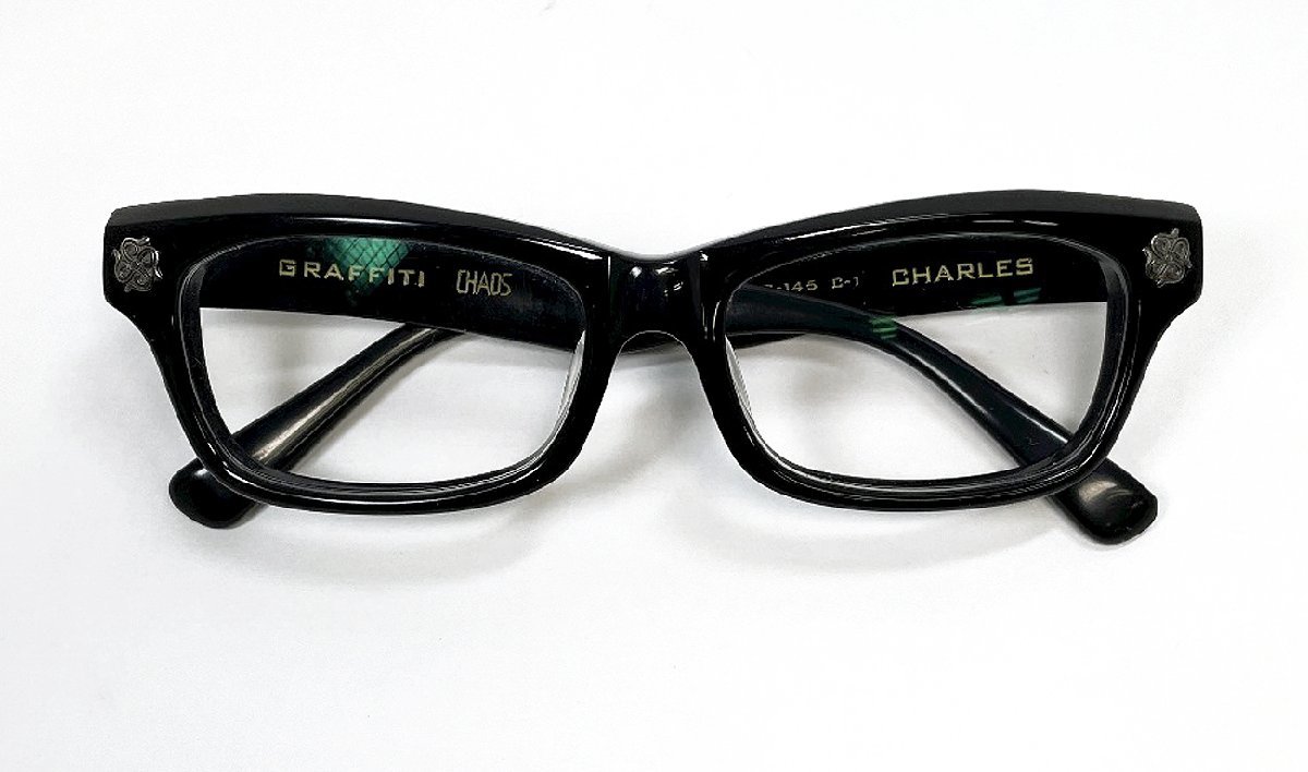 GRAFFITI CHAOS CHARLES C-1 眼鏡フレーム ブラック セルフレーム 度入りレンズ付き グラフィティ カオス チャールズ_画像2