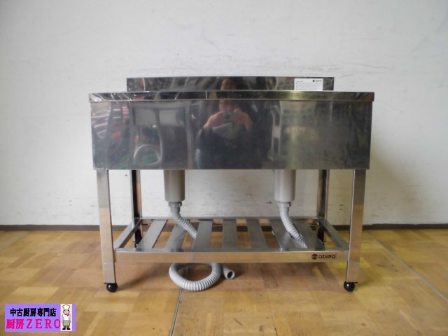 中古厨房 業務用 2槽シンク 流し台 ステンレス W900×D450×H685(BG770)㎜ 深さ210mm 店舗 飲食店 キッチン 調理場