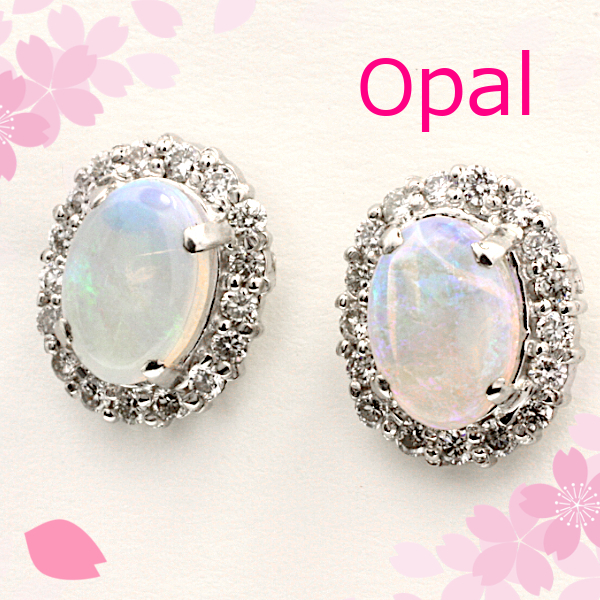 [ first come, first served . special price ][ new goods prompt decision ]PT850 opal earrings in present . recommended.! platinum diamond CT148