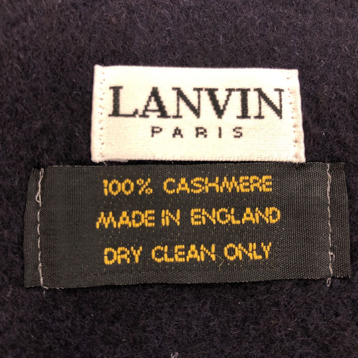 マフラー LANVIN ランバン カシミヤマフラー ネイビー 濃紺 カシミヤ100% カシミア 全長170cm 服飾小物_画像4